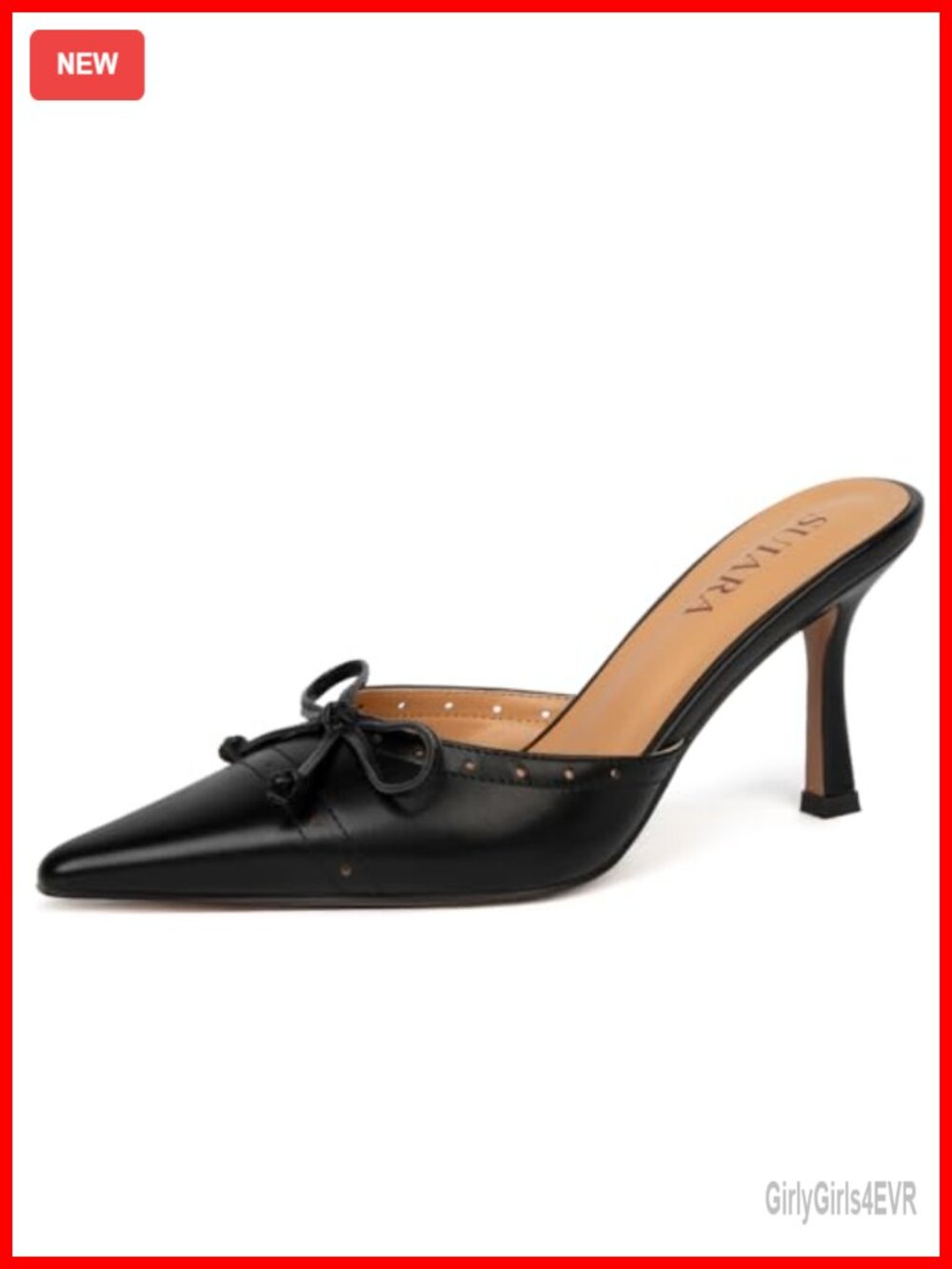 Kitten Heel Mules Women Pointed Toe Slip On Faux Leather Dressy Vintage Pumps